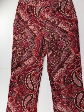 Vintage August Silk Paisley Patchwork Flare Pants Bohemian Cotton Canvas Size 6